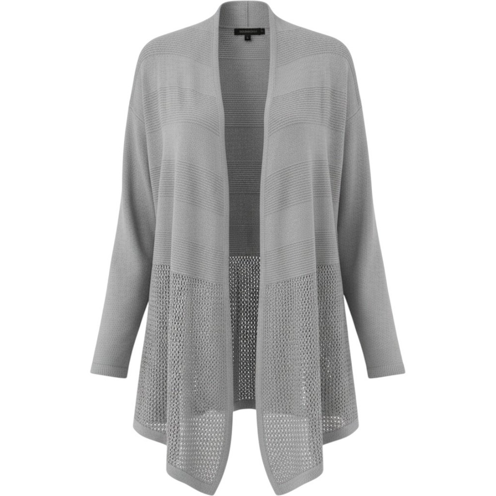 Design History Cardigan Womens Small Grey Open Front Pointelle Ribbed Knit
